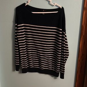Blue and white striped sweater